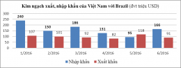 Tình hình kinh tế Braxin 6 tháng đầu năm và quan hệ thương mại với Việt Nam