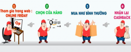 Mua hàng Online Friday nhận hoàn tiền đến 50% qua thẻ